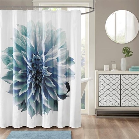 Madison Park Madison Park MP70-4800 72 x 72 in. Norah 200TC Cotton Percale Shower Curtain - Aqua MP70-4800